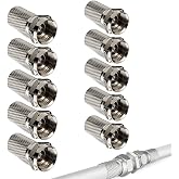 TECHZOCO Pack of 10 F-Type Male Coaxial Connectors for TV Antenna Cable F Male with Threaded Mounting System, F-Type Antenna