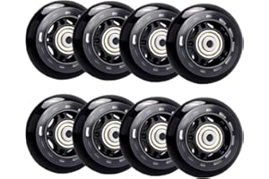 TOBWOLF Lot de 8 roues de patins à roulettes de rechange avec roulements ABEC 7, noir 70 mm/76 mm, dureté 82A/84A, unisexe