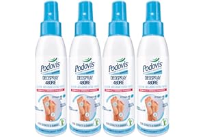 4x Podovis Deospray 48 Ore Deodorante Piedi Azione Anti Odore Extra Forte Regola la Sudorazione Effetto Asciutto con Estratto di Bamboo Dermatologicamente Testato - 4 Flaconi da 100ml ognuno