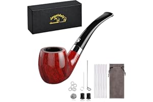 joyoldelf Fajki do tytoniu, zestaw fajek tytoniowych z płaskim dnem z narzędziem do czyszczenia fajek i akcesoriami do fajki, pudełka prezentowe (czerwone)