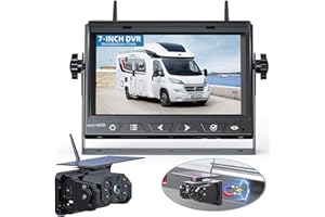 VASTEND Solaire Caméra de Recul sans Fil, 10000mAh Caméra Magnétique à Batterie Rechargeable avec 7" Moniteur, 170° Grand Angle, Installation de Bricolage, pour Camions, Camping Car, Caravane