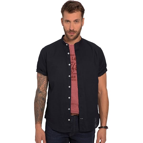 Camicia Uomo JP 1880 Mezza Manica, Mistolino Fresco, Colletto Steccato, Modern Fit - Taglie Fino Alla 4XL