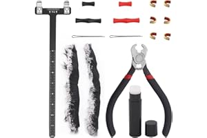Swpeet 17Pcs Archery Bow String Tools Kit, Archery Nocking Buckle Plier, Bowstring Nock Sets Archery, T Shape Bow Square Ruler, Bow String Wax, Archery String Silencer, Bowstring Finger Protector