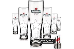 Heineken Lot de 6 verres Star Edition Edge, 0,5 l en relief, barre à gaz et bouchon anygoods