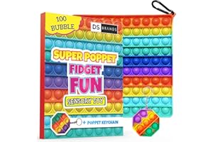 DS Brands XL 100 Bubble Giant Pop Its Fidget Toy Set - Big Popper Sensory Toys Pack - Rainbow Popit Fidget Toys Mini Keychain- Large Jumbo Poppet- Perfect Stocking Fillers For Girls Boys Kids