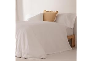 GAMUSI Juego Funda Nórdica Cama 180, Lisa 100% Algodón, Funda Edredón 260x240 cm y 2 Funda Almohada, Transpirable, Suave, Color Blanco