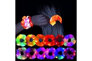 Herbst Pack of 12 Luminous Hair Bands, LED Hair Bands, Satin Hair Accessories with 3 Light Modes, Light Bracelets for Women, Girls, Women, Christmas, Carnival, Music Festival, Party, Accessories