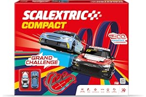 SCALEXTRIC - Circuito Compact - Pista de Carreras Completa - 2 Coches y y 2 mandos Incluidos - Escala 1:43 (Set Grand Challenge)