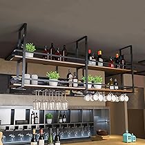 Hängendes Weinglasregal Metall - Mit Glashalter Und Schutzgitter