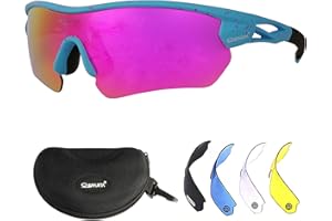 OUTDOORSPARTA Polarized Sports Sunglasses Cycling Glasses Driving Shades With 5 Interchangeable Lenses