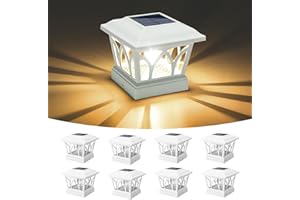 VOLISUN Solar Post Cap Lights Outdoor 8Pack, with Edison LED Bulbs, 2 Brightness Setting, Fence Post Lights Solar Powered for Garden Fence Deck Mailbox Yard Porch, Fits 4x4 6x6 Posts(Slate White)