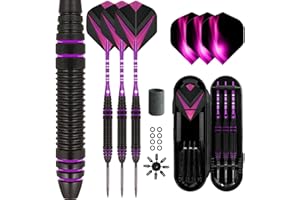 Lavishio Dart Metallspitzen Set 3 Aluminium Dartschäfte Stahlspitzen Dart Set Professionelle Darts Stahlspitzen Set + Extra 3 Dartflights 3 Ersatz Plastikschäfte