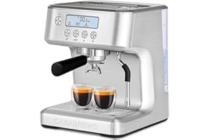 CASABREWS Ultra Espresso Machine with LCD Display, Barista Coffee Machine with Milk Frother and Customizable Brewing Temperature, Professional Latte Cappuccino Coffee Machine