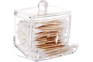 Luxspire,Akrylowy dozownik na waciki .Pojemnik na kosmetyki do makijażu .Organizer z pokrywką, przezroczysty