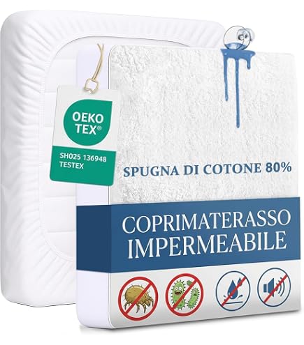 ZenPur Coprimaterasso, prodotto nell'UE, certificato Oeko-TEX Standard 100, in cotone, impermeabile e durevole, protezione e comfort in uno (140 x 200 cm, Bianco
