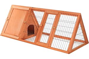 Wiltec Clapier Triangulaire – 1180 x 500 x 450 mm – Bois épicéa – avec 2 Portes, Enclos et Refuge – Abri Cage pour rongeurs Lapinière Nichoir Espace Libre pour Petits Animaux