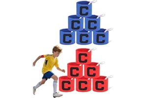 Vipuikos Blau und Rot Kapitänsbinde für Kinder und Erwachsene, Verstellbare Fussball Armbinde mit Lanyard, Team Armbänder für Volleyball, Basketball, Airsoft - M/L/XL