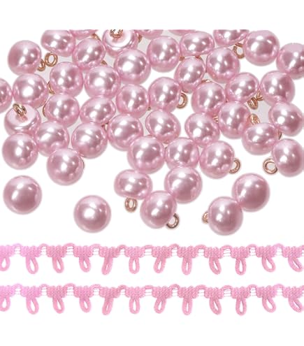 Sixstore Bottoni rotondi a cupola, 12 mm, colore: rosa confetto, 50 pezzi