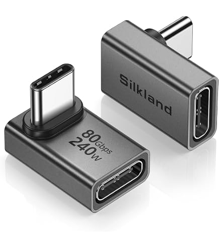 deleyCON USB-C-Adapter 90° Plat (2 Stuks) - 40 Gbps, 240 W, 8K60Hz, USB 4.0 - Aluminium Behuizing - USB-C-Stekker naar Bus - voor Smartphone, Tablet, Laptop, MacBook, PS5 Enz deleyCON USB-C-Adapter 90° Plat (2 Stuks) - 40 Gbps, 240 W, 8K60Hz, USB 4.0 - Aluminium Behuizing - USB-C-Stekker naar Bus - voor Smartphone, Tablet, Laptop, MacBook, PS5 Enz