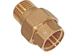 Verschraubung flach dichtend aus Messing 1/2" Zoll Innengewinde und Außengewinde IG x AG DN15 Gewinde Fitting Trinkwasser geeignet Rohr Kupplung Verbinder Anschluss