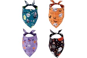 PENITUE 4stk Halstuch Hund Halloween, Wendbar Dreieckig Haustierschal Halloween-Kostümzubehör für Kleine Mittelgroße und Große Hunde Katzen und Haustiere (Stil 1)