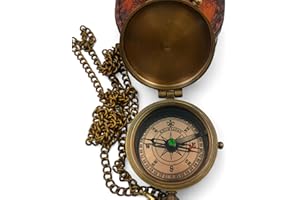 KHUMYAYAD Brass Pocket Compass Hand Made Fully Functional compass Antique Nautical Compass, Engraveable Compass, Steampunk Compass With Leather Case.