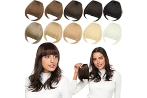 PARXITN Pony Haare Clip in Pony Haarverlängerungen Synthetische Flat Bang mit Schläfen Front Face Fringe Pony Haarteile für Frauen