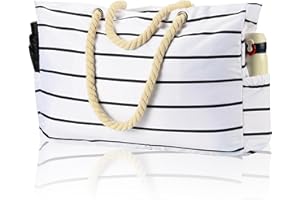 KUAK Beach Bag for Women, Extra Large Beach Bags Waterproof Sandproof Shoulder Tote Bag with Zipper Pockets for Family Travel Vacation Pool