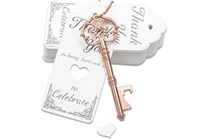 Aokbean 52pcs Vintage Scheletro Apribottiglie Chiave Bomboniera Bomboniera Bomboniera Ospite Souvenir Set Regalo Con Scorta Grazie Tag Card E Portachiavi (Oro Rosa)