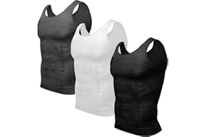 Odoland Débardeur de Compression Homme Maillot de Corps 3 pièces Amincissante Ventre Plat Invisible Shirt Abdo Minceur Shirt