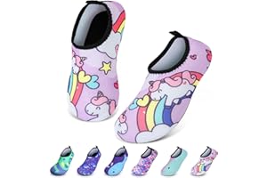 AOOSU Badeschuhe Kinder Schwimmschuhe Mädchen Wasserschuhe Jungen, Strandschuhe Schnell Trocken Badesoken Kleinkind Barfuss Schuh für Mädchen Jungen Baby Beach Pool