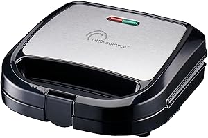 LITTLE BALANCE 8820 Happy Gaufres, Gaufrier électrique, Plaques anti adhésives, Sans PFAS, Pour des gaufres gourmandes à grands trous, Poignée froide, 750 W, Noir