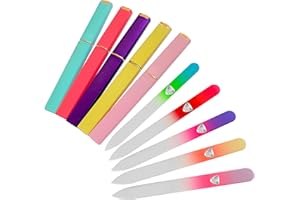 Bona Fide Beauty Lot de 5 limes à ongles en verre tchèque avec étuis rigides, limes à ongles professionnelles en verre pour manucure