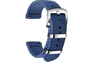 ULLCHRO Nylonowy pasek do zegarka, zapasowy płócienny pasek do zegarka, wojskowy, dla mężczyzn i kobiet, 18 mm, 20 mm, 22 mm, 24 mm, bransoletka do zegarka ze srebrną klamrą ze stali nierdzewnej
