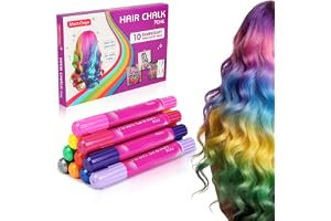 BUTBU Hair Chalk presenter, 10 färger tvättbara hårkritor, hårkritor leksaker, emporära tvättbara hårfärger för män och kvinnor, för jul karneval födelsedagsfest makeup