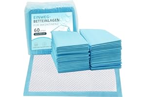 ‎EASYVIBE EasyVibe Wegwerf-Bettpads für Inkontinenz 60x90cm-60 Stück Betteinlagen Inkontinenz Einweg Erwachsenen, Heavy Duty Bettpads Inkontinenz, Einweg-Wickelunterlagen, Pee Pads Extra Large