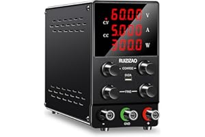RUZIZAO DC Power Supply Variable: 60V 5A Lab Bench Power Supply Adjustable Switching Regulated High Precision 4-Digits LED Display 5V/2A USB Port Output & Input Power Cord