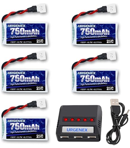 YUNIQUE LiPo Akku 600mAh 3,7V 25C – Für Syma X5C/X5, Cheerson CX-30W, Skytech M68, Maße 42x25x9mm