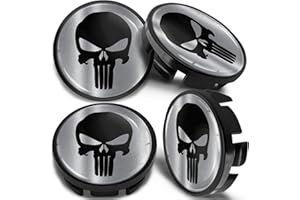 SkinoEu Compatible with Wheel Center Caps VW 65mm Centre Alloy Hubcaps Black Skull CV 38