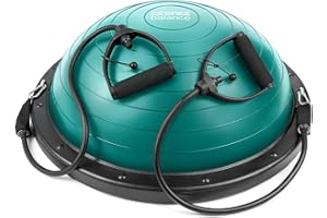 Core Balance Trainer Inflatable Stability Ball Board With Resistance Bands for Strength Training and Pump 60cm