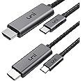 uni 2 Pack USB C to HDMI Cable for Home Office (4K@60Hz), 1.8m/6ft Type-C to HDMI Cable [Thunderbolt 4/3] Compatible with MacBook Pro, iPhone 15 Series, MacBook Air, iPad Pro, Surface Book and More