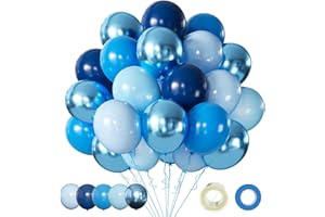 AIOZX Blaue Luftballons Metallic Blaue Luftballon Hochzeit Set 60 Stück 30cm Helium Blaue Ballons Chrom Blaue Luftballons Baby Blaue Latex Luftballons für Geburtstag Hochzeit Babyparty Party Dekoration