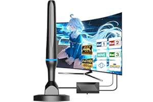 DGUPSP Antenna TV Interna Amplificata Potente, DTT DVB-T/DVB-T 2 Antenna Digitale Terrestre Interni ed Esterni, Antenna TV Portatile con Base Magnetica, Supporta 4K HD/VHF/UHF per Smart Televisione/Radio