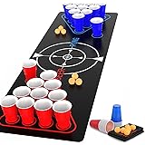 Faburo Tappeto da Gioco per Bere Birra-Pong (1.8 x 0.6 m), Birra Pong Tazze, Birra Pong Party Set Gioco di Birra Carta, Palla