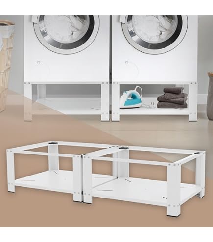Base Regolabile Per Elettrodomestici 50-75 Cm - Supporto In Acciaio Inox Per Lavatrice, Asciugatrice E Frigorifero Con Piedini Regolabili E Tappetino Antivibrazione - 5