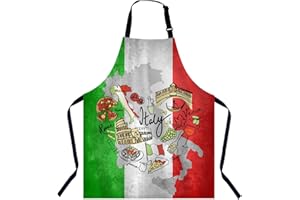 BGBDEIA Retro Grunge Italian Flag Kitchen Apron for Women Men, Adjustable Apron Chef Bakers Apron Cooking Apron Cooking Baking Gardening