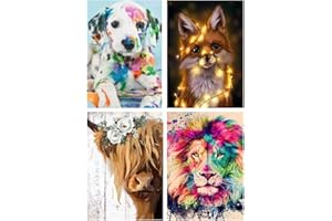 BEAYIOU Diamond Painting 4 pack, 5D Diamond Painting bilder erwachsene, Children's Pictures, DIY Diamond Painting Set, Full Large löwe, Mosaic Making for Children, Adults, Home Wall Decor (30 x 40 cm)