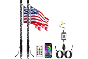 DEISIR 2 Pack 2FT Whip Lights, LED Whip Light with App & Remote Control, Spiral RGB Chasing Lighted Antenna Whips, Whip Light for UTV ATV RZR SXS Can-Am Dune Buggy Offroad Truck (2FT)