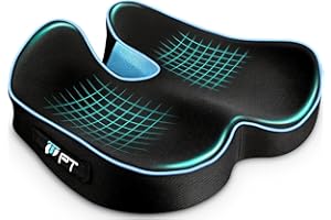 POOTACK Coussin Chaise, Coussin de Siège, Support Chaise de Bureau, Gaming et Siège Auto, Mousse à Mémoire Respirante