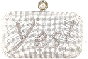 BOUTIQUE DE FGG Yes I Do Borse da Sera con Perline Borsette da Donna Pochette Matrimonio, Mini